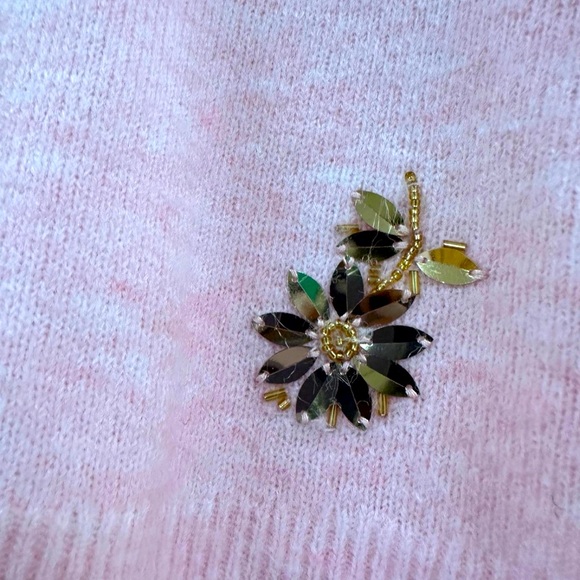 NWT Lilly Pulitzer Kalaya Sweater Calla Lilly Pink Sparkle Floral Toss - Picture 8 of 9